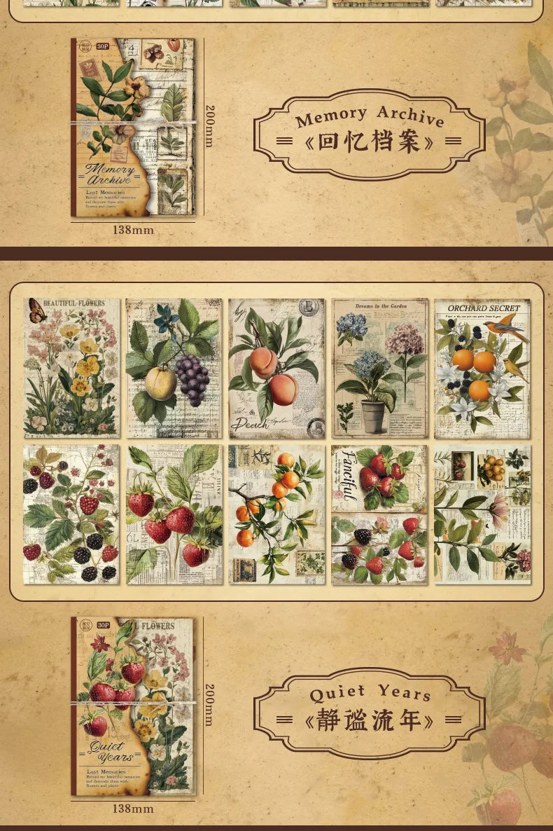 30pcs Vintage INS Material Paper Set