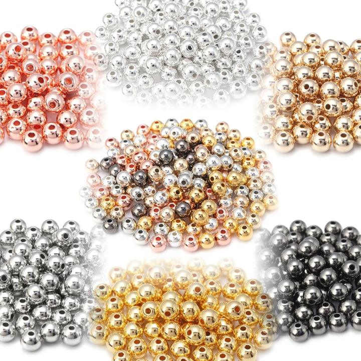 Gold CCB Round Spacer Beads | 3–12mm Loose Beads for DIY Jewelry Making (50–500pcs)