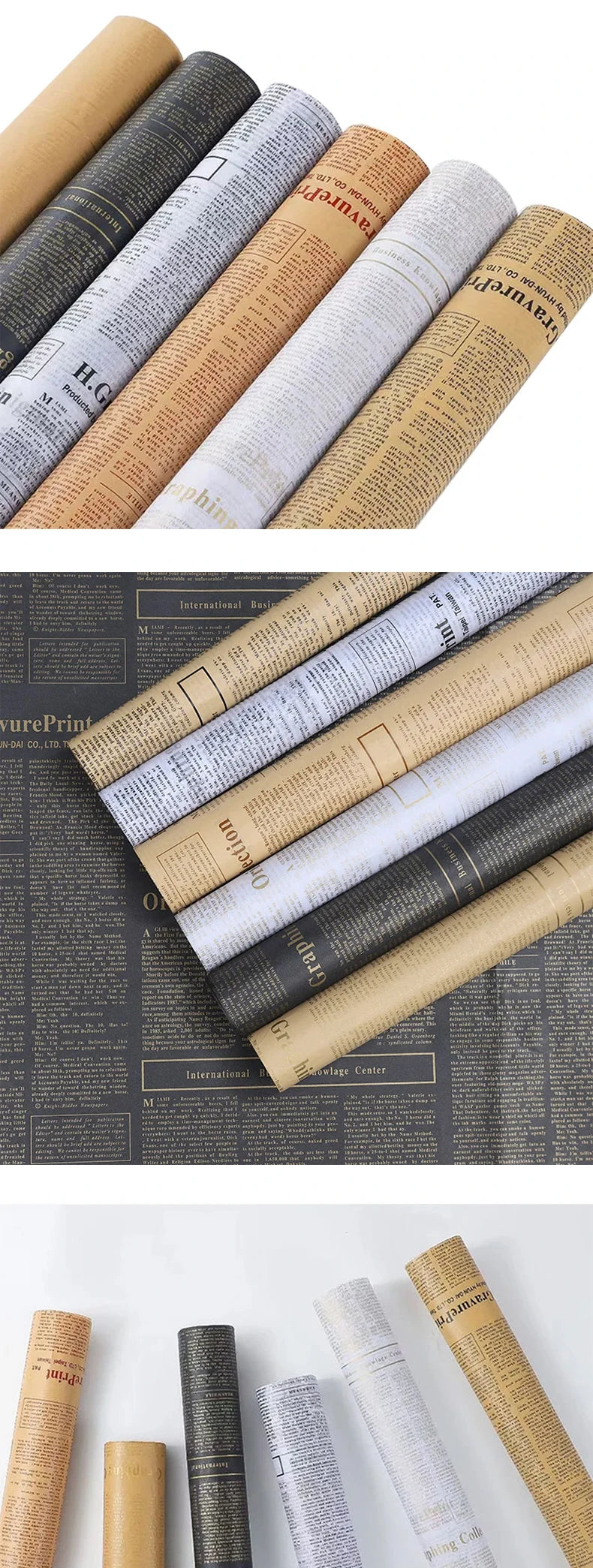 20 Sheets Vintage English Newspaper Gift Wrap Paper – Floral Craft Liner