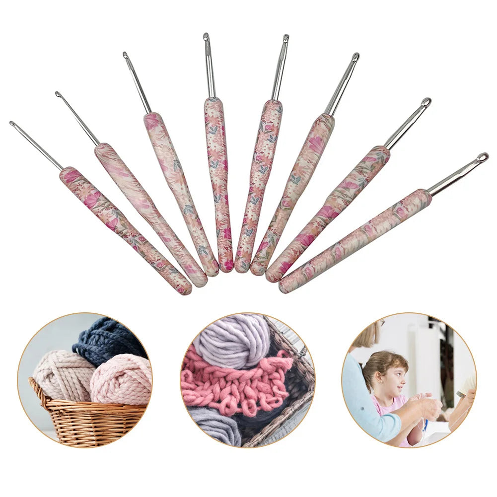 8Pcs Aluminum Crochet Hook Set
