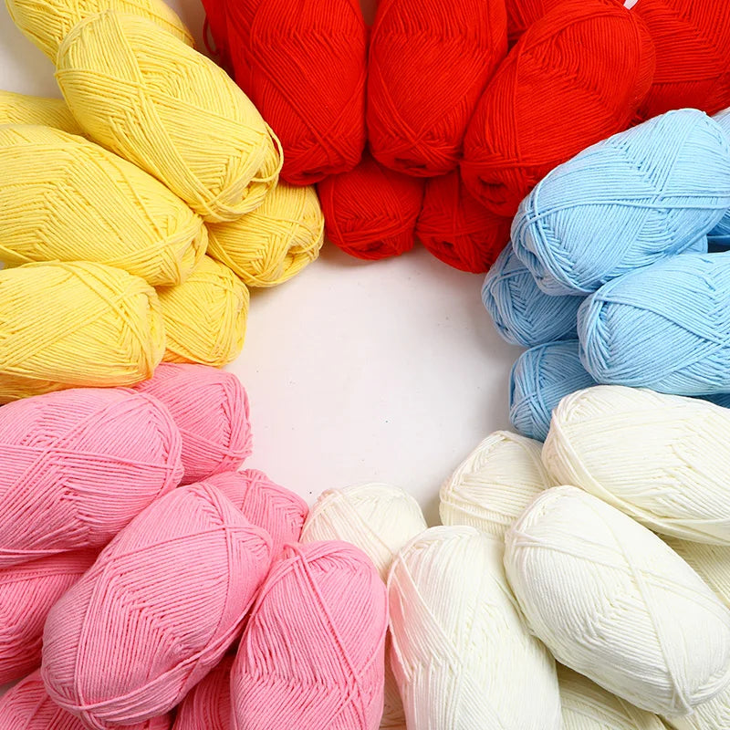 40–50g 4Ply Milk Cotton Yarn – Soft Knitting Wool for Crochet, Sweaters & Dolls