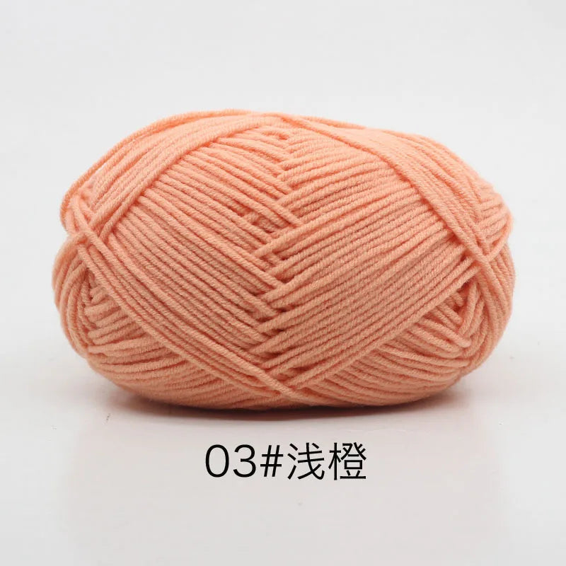 40–50g 4Ply Milk Cotton Yarn – Soft Knitting Wool for Crochet, Sweaters & Dolls