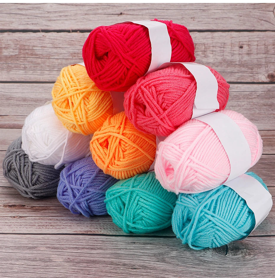 4 Ply Milk Cotton Yarn – Soft Knitting & Crochet Thread (25–50pcs)