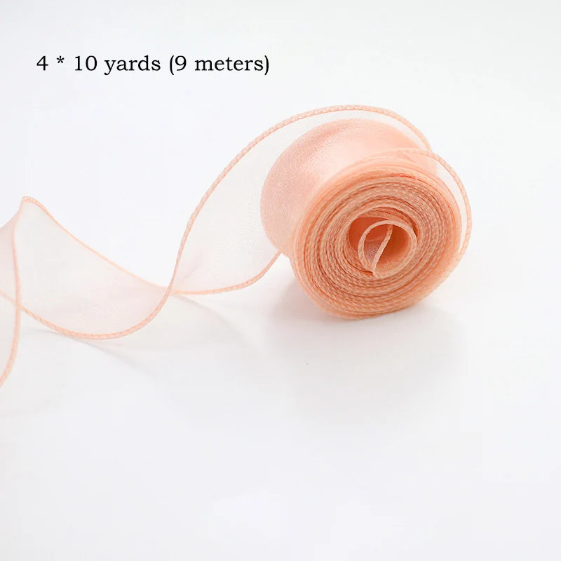 Chiffon Silk Ribbon Roll | 10 Yards Organza Satin for DIY Crafts & Gift Wrapping