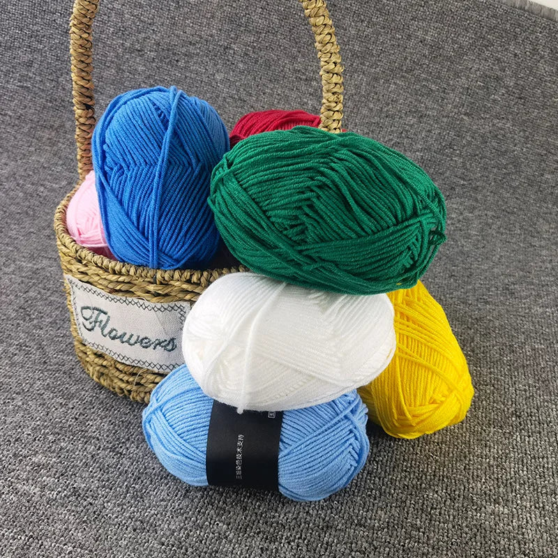40–50g 4Ply Milk Cotton Yarn – Soft Knitting Wool for Crochet, Sweaters & Dolls