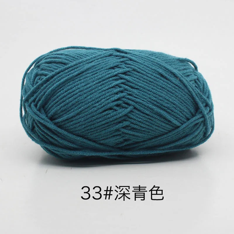40–50g 4Ply Milk Cotton Yarn – Soft Knitting Wool for Crochet, Sweaters & Dolls