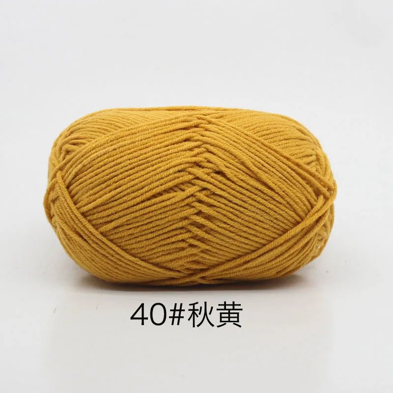 40–50g 4Ply Milk Cotton Yarn – Soft Knitting Wool for Crochet, Sweaters & Dolls