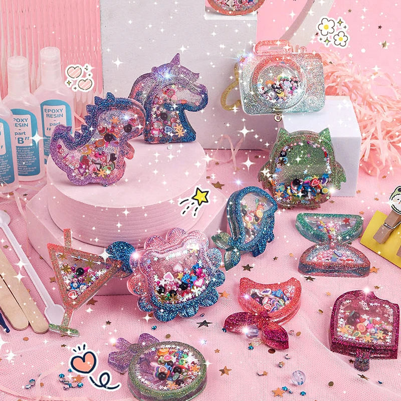 Kids Crystal Glue Keychain Craft Set | DIY Art Gift for Girls