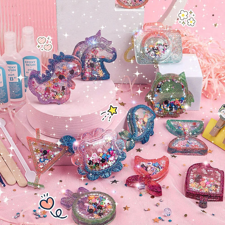 Kids Crystal Glue Keychain Craft Set | DIY Art Gift for Girls