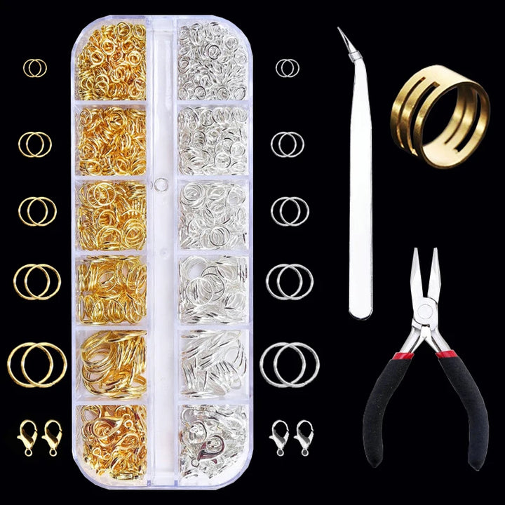 Jewelry Findings Kit with Zinc Alloy Jump Rings & Lobster Clasps