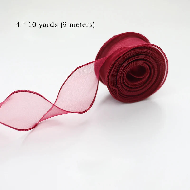 Chiffon Silk Ribbon Roll | 10 Yards Organza Satin for DIY Crafts & Gift Wrapping