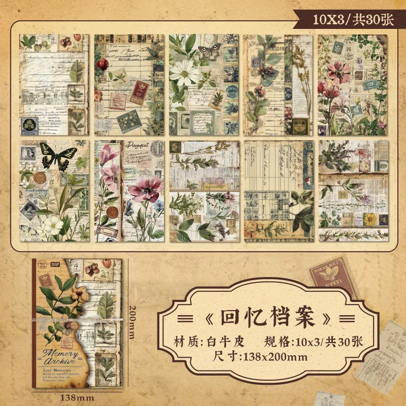 30pcs Vintage INS Material Paper Set