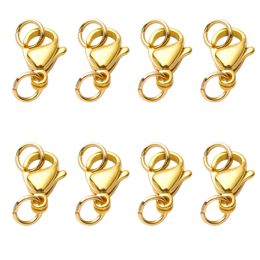 Gold Stainless Steel Lobster Clasps & Jump Rings Set