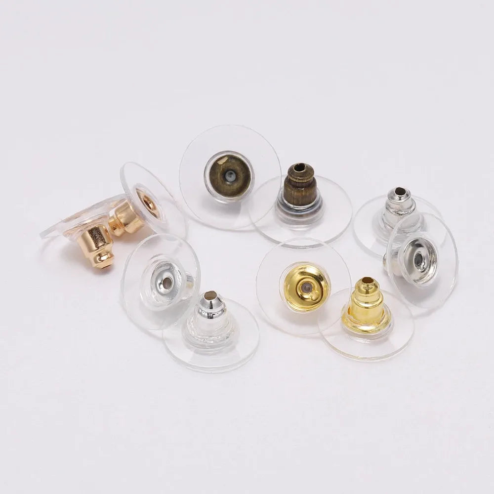 100Pcs Gold Earring Backs | Silicone Stud Post Nuts & Stoppers for Jewelry Making