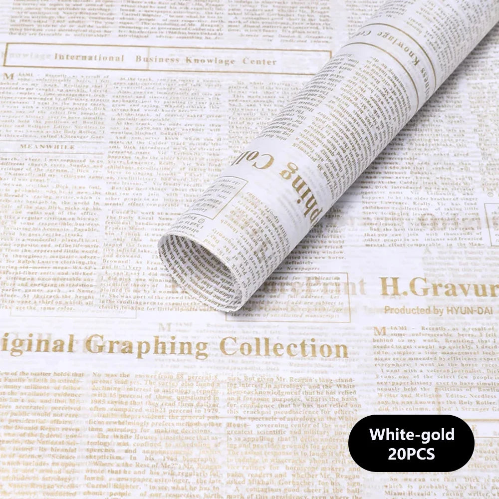 20 Sheets Vintage English Newspaper Gift Wrap Paper – Floral Craft Liner