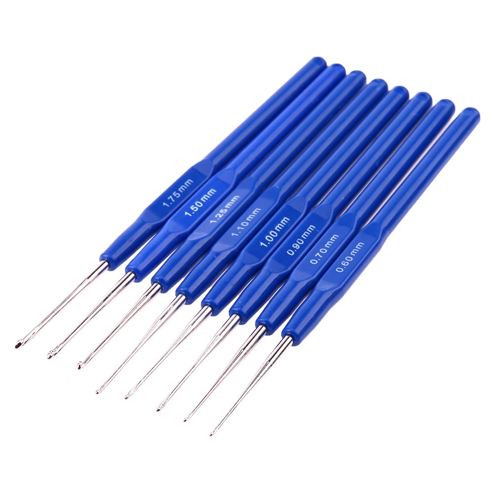 8Pcs Metal Crochet Hook Set – Knitting Needles Kit 0.6–1.75mm for Yarn Craft & Sewing
