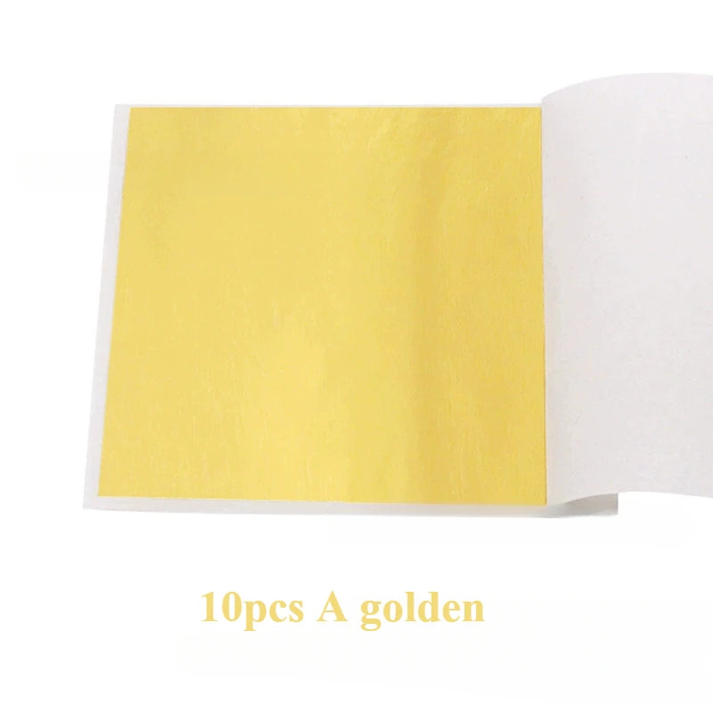 Gold Leaf Sheets Set (10 Pcs) | DIY Art, Nails, Resin & Furniture Decoration
