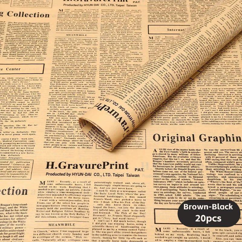 20 Sheets Vintage English Newspaper Gift Wrap Paper – Floral Craft Liner