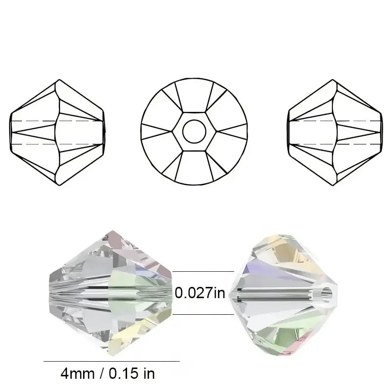 3–6mm Bicone Crystal Bead Set – 15-Grid Glass Spacer Box for DIY Jewelry