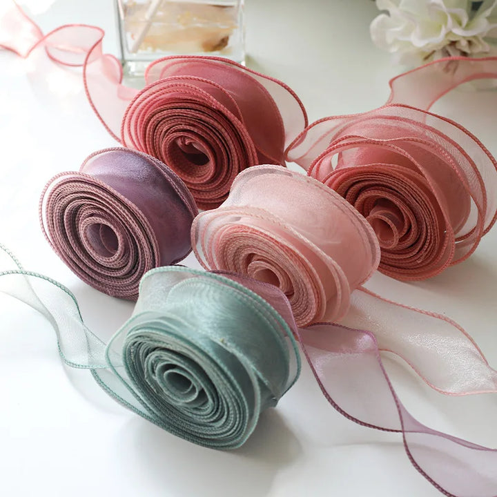 Chiffon Silk Ribbon Roll | 10 Yards Organza Satin for DIY Crafts & Gift Wrapping