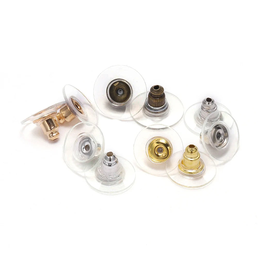 100Pcs Gold Earring Backs | Silicone Stud Post Nuts & Stoppers for Jewelry Making