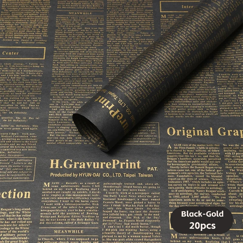 20 Sheets Vintage English Newspaper Gift Wrap Paper – Floral Craft Liner