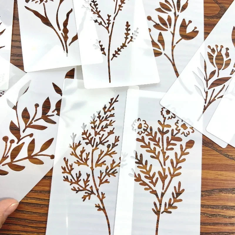 18pcs Reusable Floral Painting Stencils – DIY Craft Templates Set