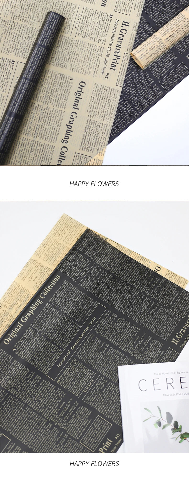 20 Sheets Vintage English Newspaper Gift Wrap Paper – Floral Craft Liner