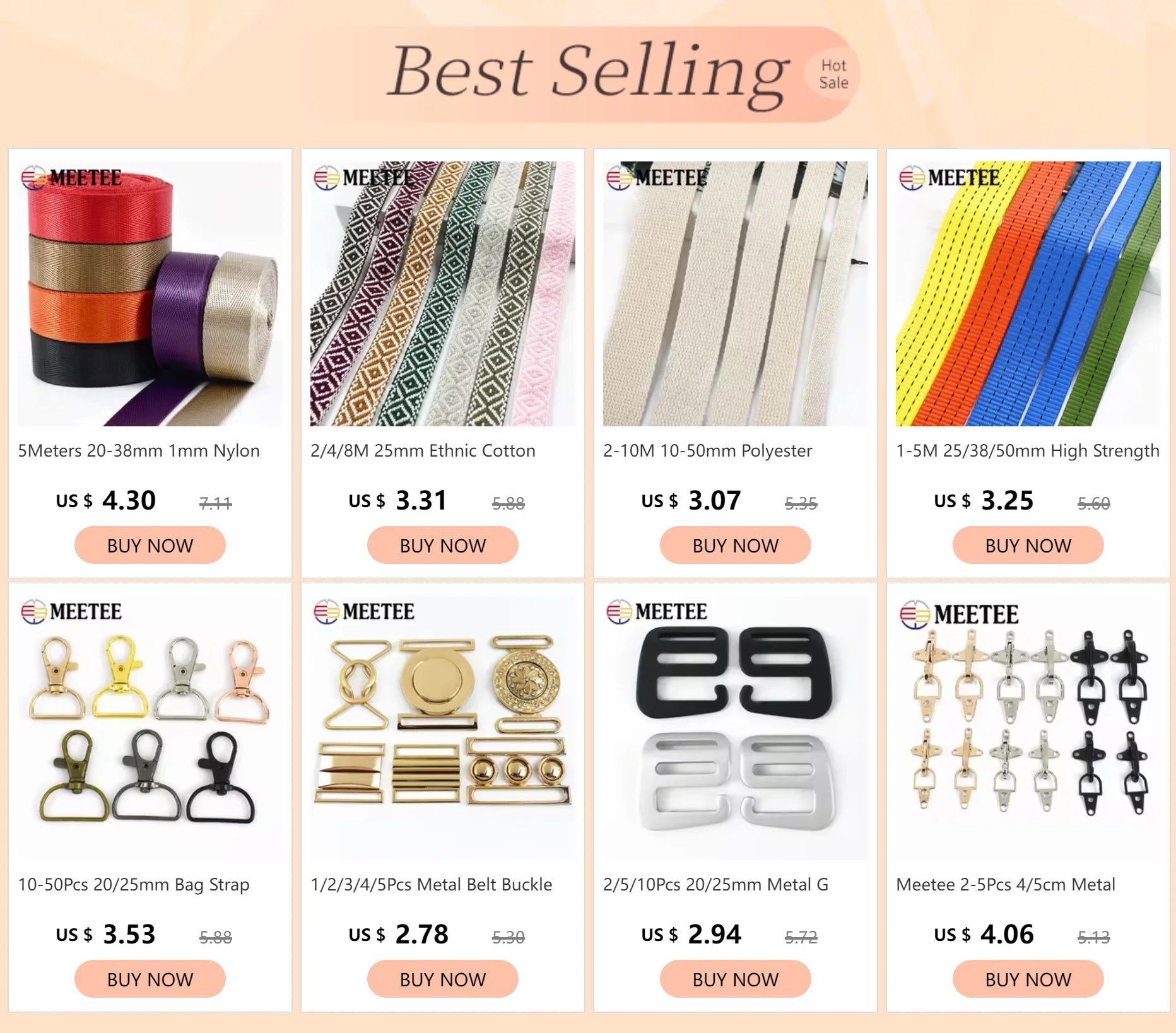 5M Cotton Webbing Tape – 1.3mm Thick Strap for Bags