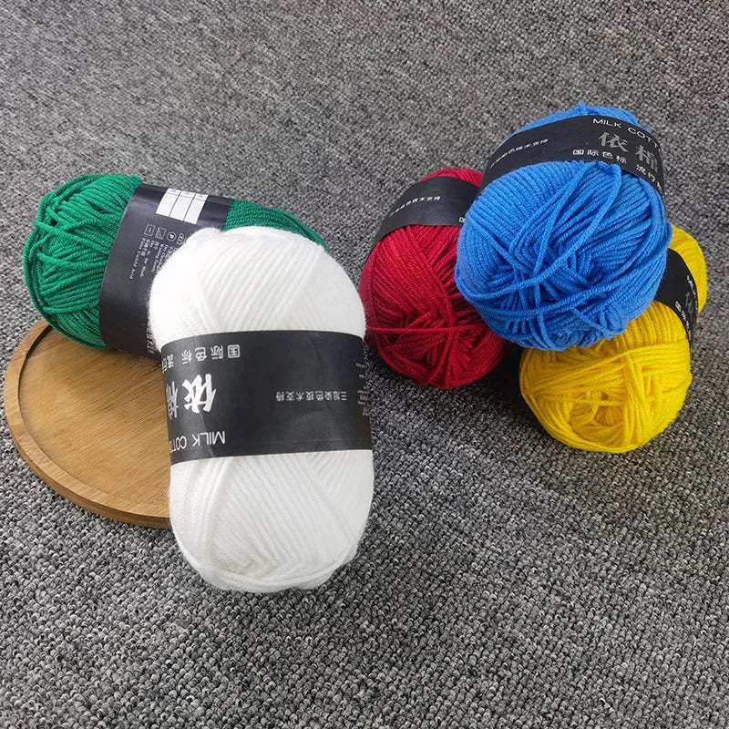 40–50g 4Ply Milk Cotton Yarn – Soft Knitting Wool for Crochet, Sweaters & Dolls