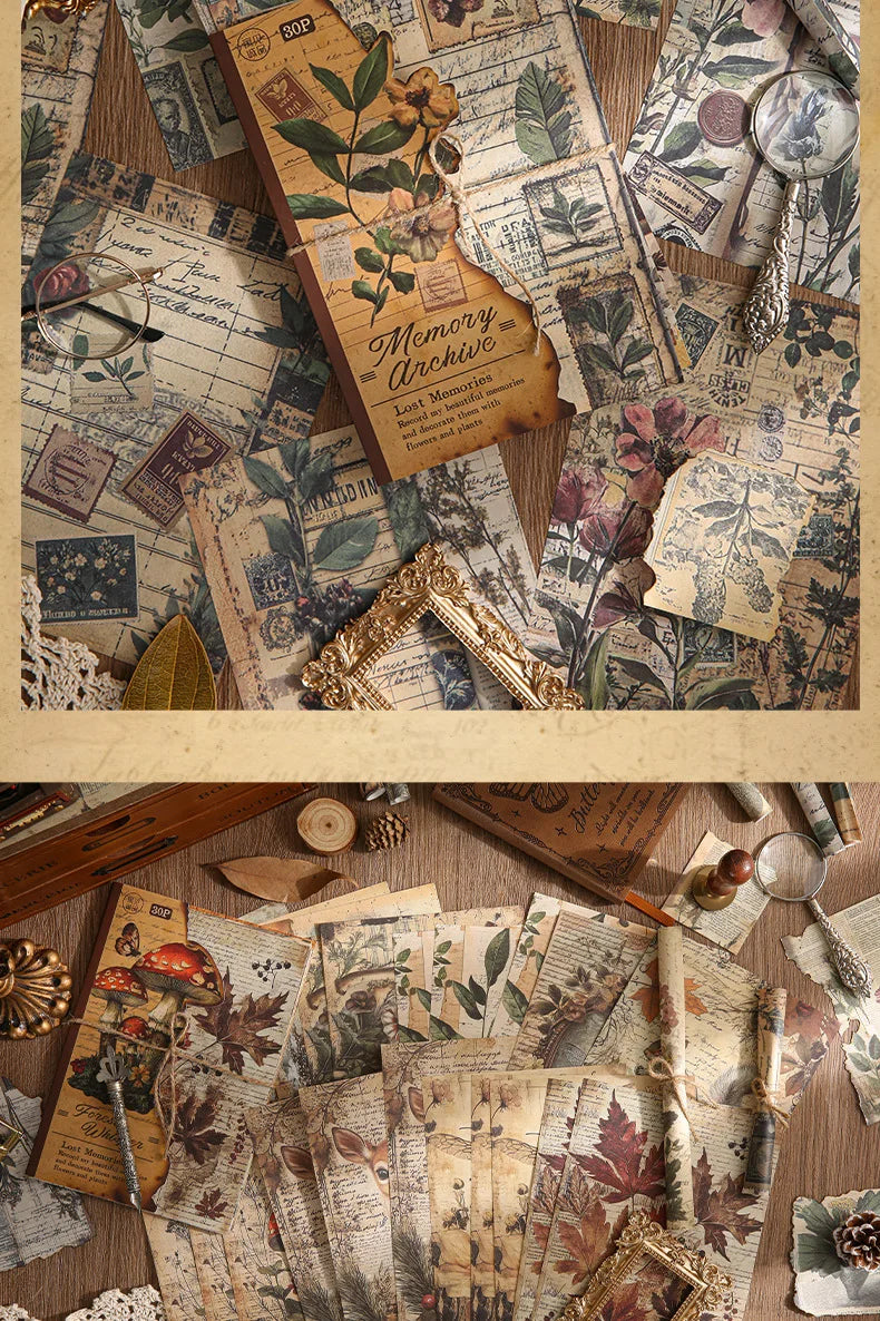 30pcs Vintage INS Material Paper Set