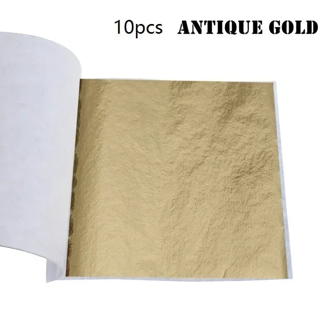 Gold Leaf Sheets Set (10 Pcs) | DIY Art, Nails, Resin & Furniture Decoration