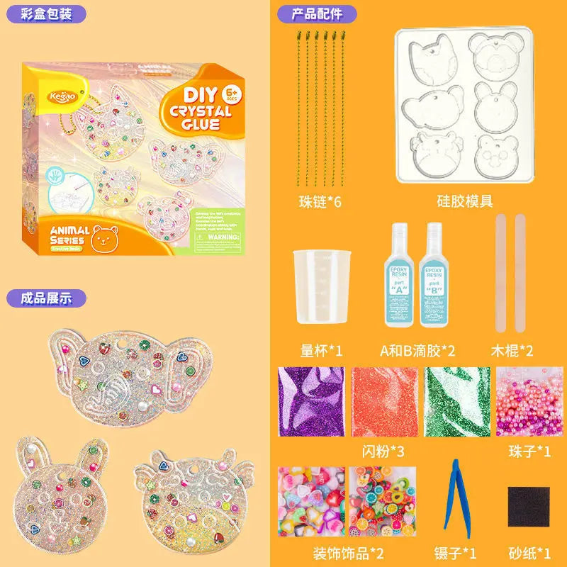Kids Crystal Glue Keychain Craft Set | DIY Art Gift for Girls