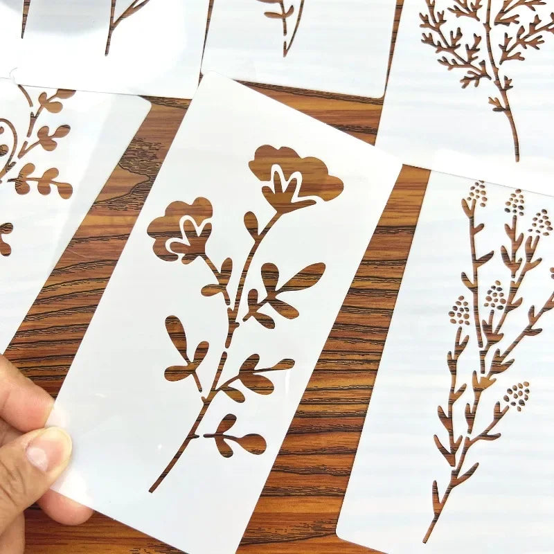 18pcs Reusable Floral Painting Stencils – DIY Craft Templates Set