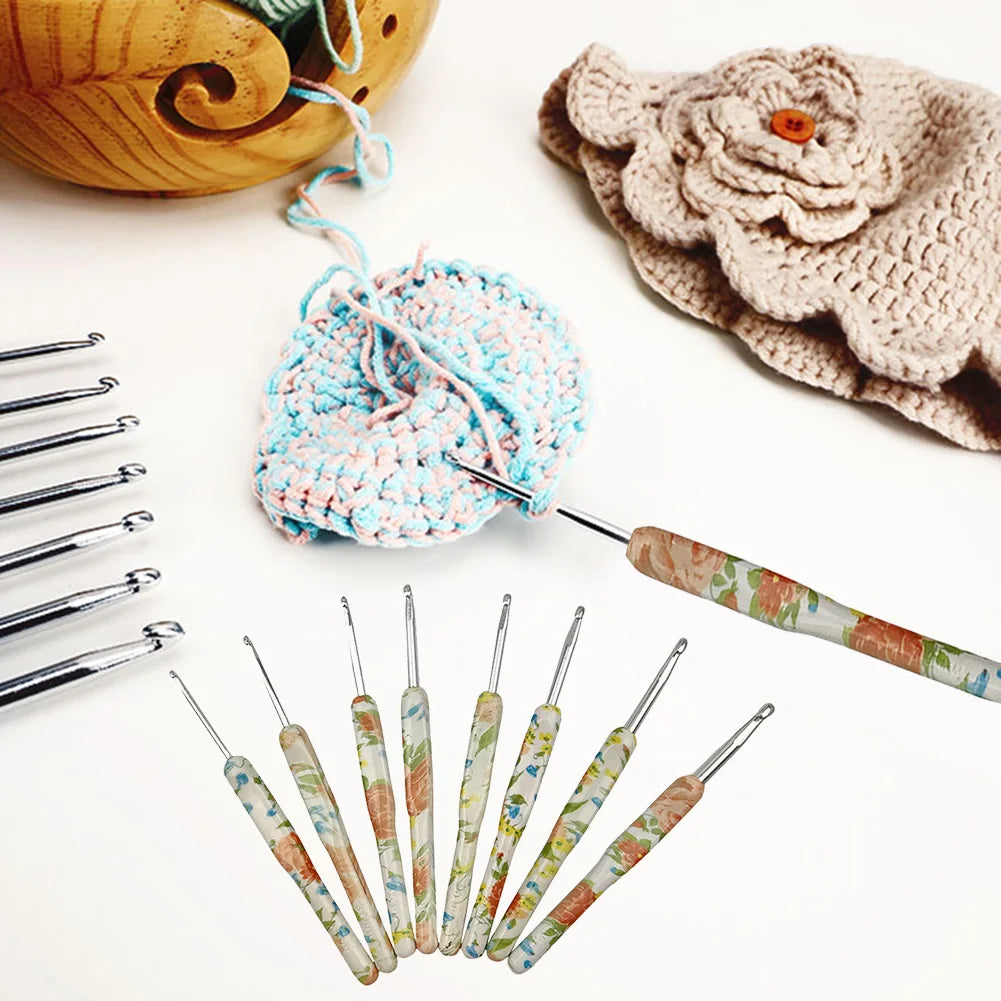 8Pcs Aluminum Crochet Hook Set