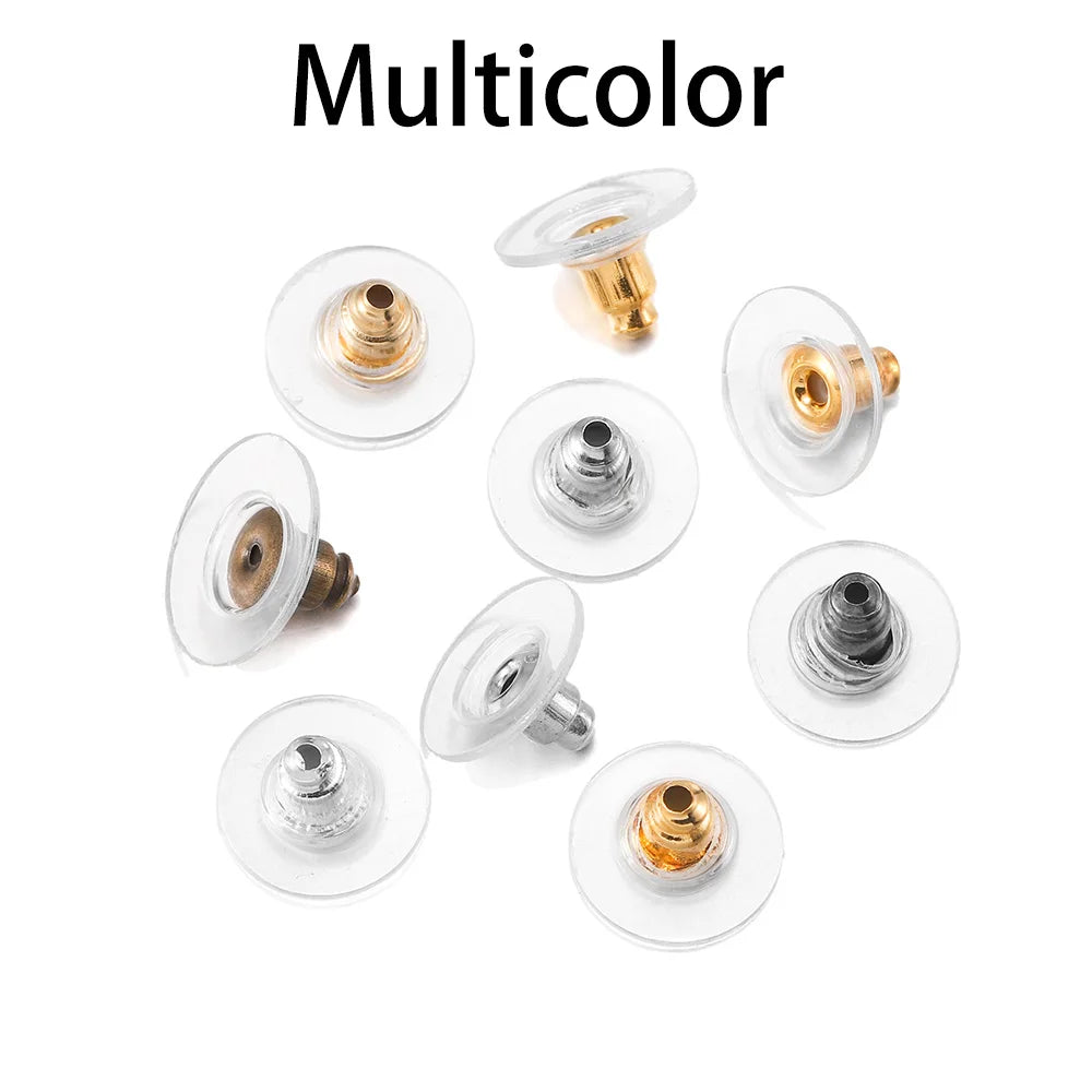 100Pcs Gold Earring Backs | Silicone Stud Post Nuts & Stoppers for Jewelry Making