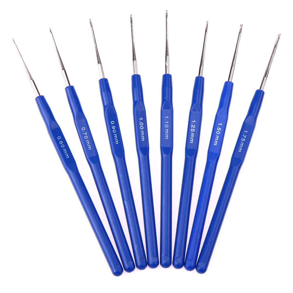 8Pcs Metal Crochet Hook Set – Knitting Needles Kit 0.6–1.75mm for Yarn Craft & Sewing