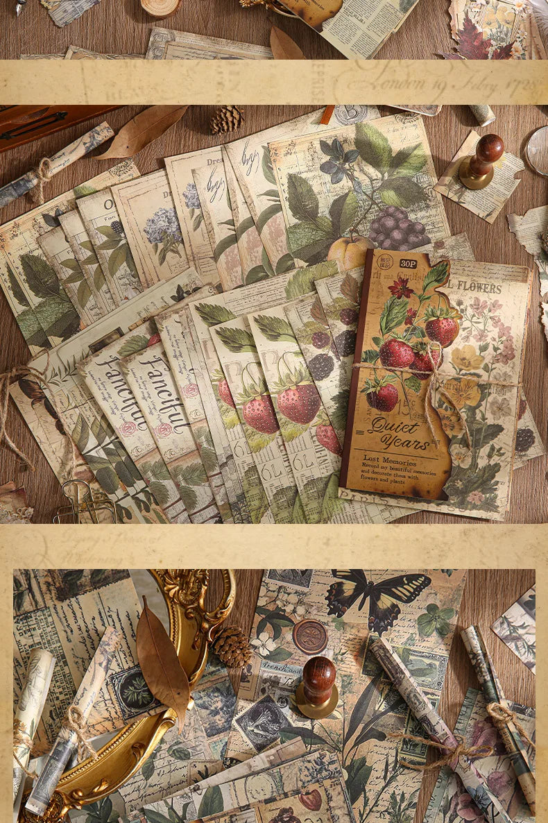 30pcs Vintage INS Material Paper Set