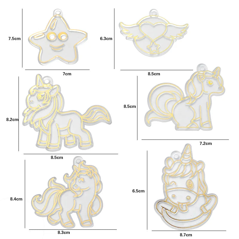 DIY Window Art Suncatcher Keychain Craft Kit – Unicorn, Princess & Astronaut