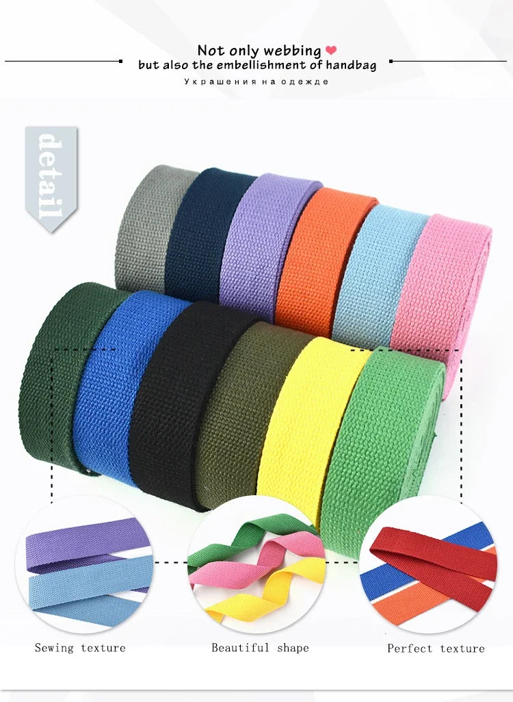 5M Cotton Webbing Tape – 1.3mm Thick Strap for Bags