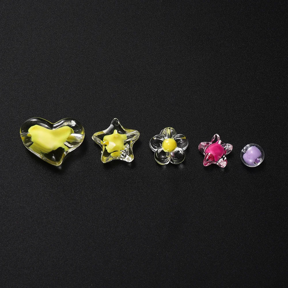 24-Grid Acrylic Bead Set – Heart, Star & Flower Spacer Charms Kit
