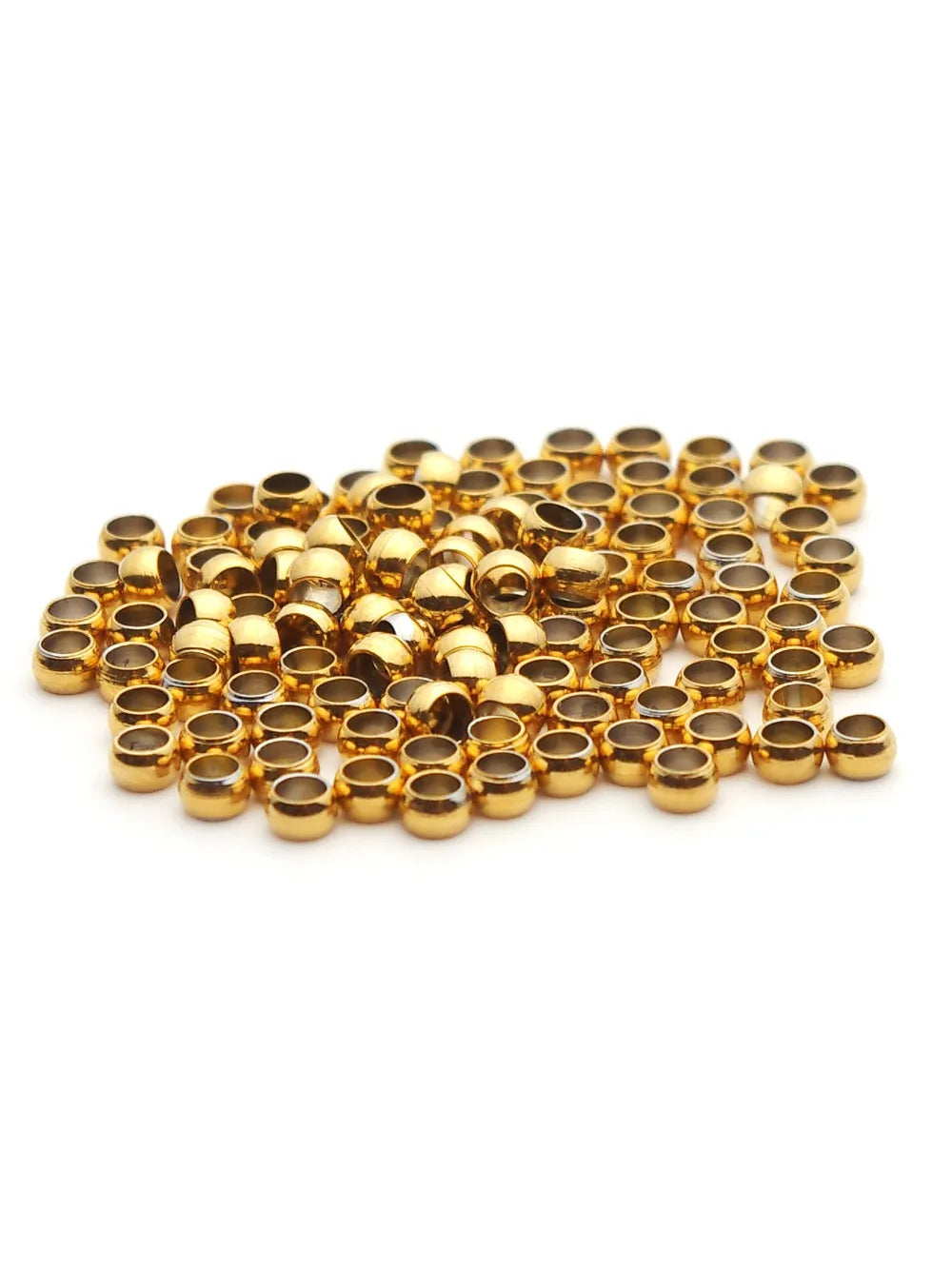 100–200pcs Stainless Steel Crimp Beads – Jewelry Spacer Ball Stoppers