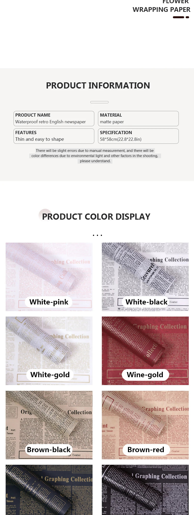 20 Sheets Vintage English Newspaper Gift Wrap Paper – Floral Craft Liner