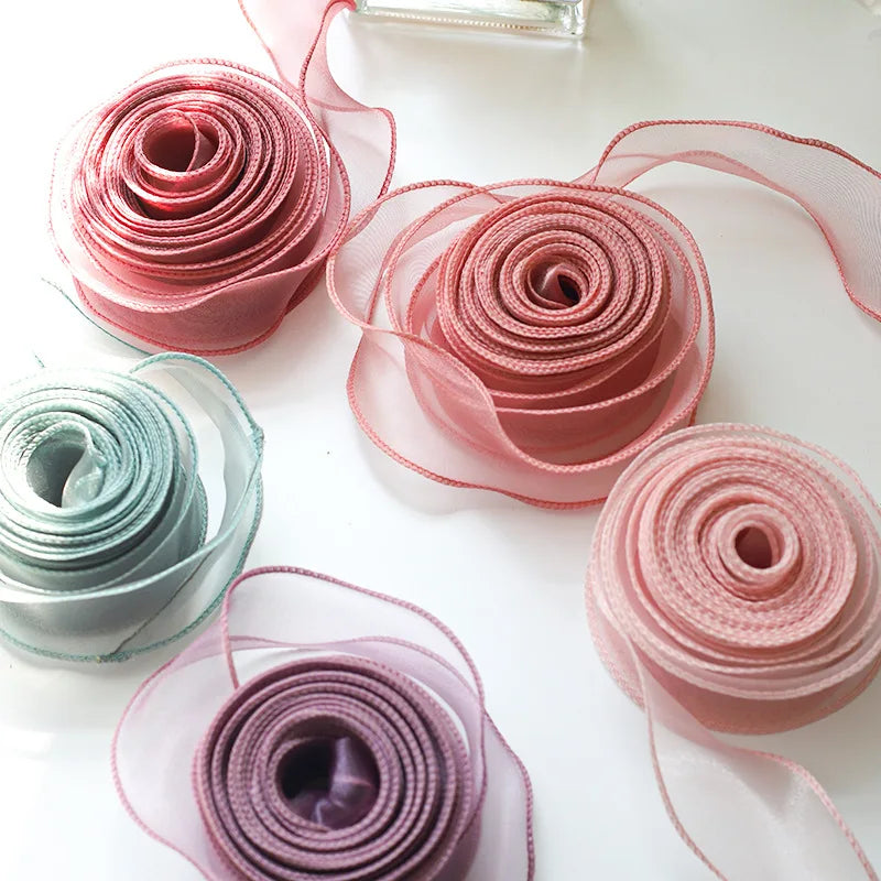 Chiffon Silk Ribbon Roll | 10 Yards Organza Satin for DIY Crafts & Gift Wrapping