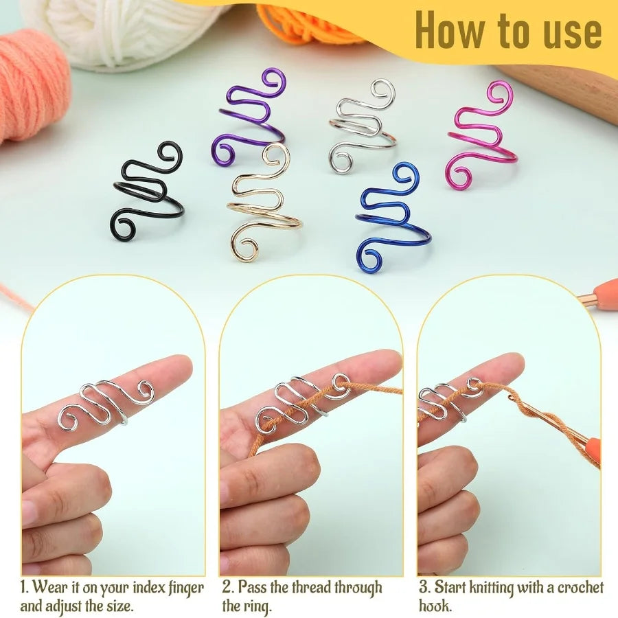 MIUSIE Adjustable Crochet Tension Ring | Knitting Yarn Guide Tool