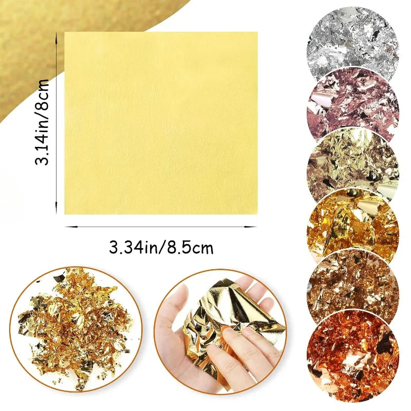 Gold Leaf Sheets Set (10 Pcs) | DIY Art, Nails, Resin & Furniture Decoration