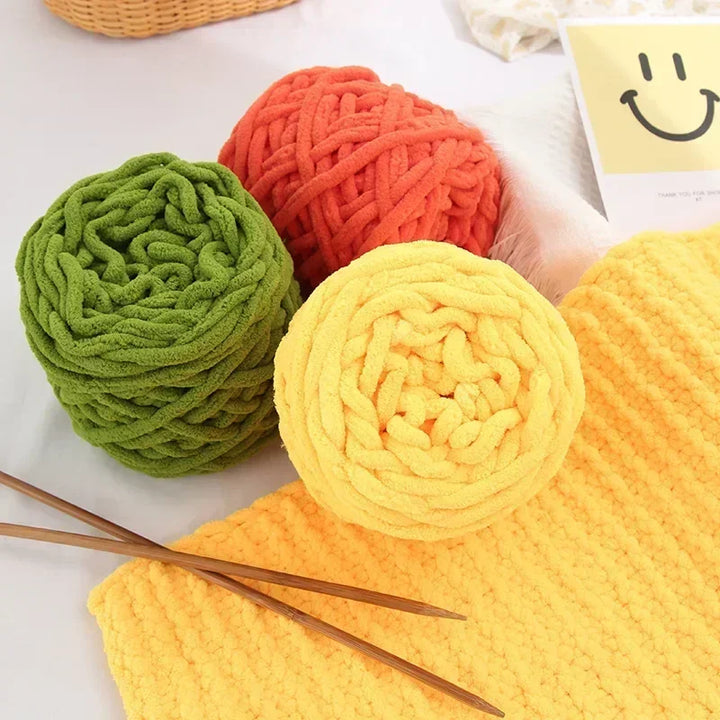 100g Chenille Knitting Yarn | Soft Thick Cotton Blend for DIY Crochet & Scarf Making