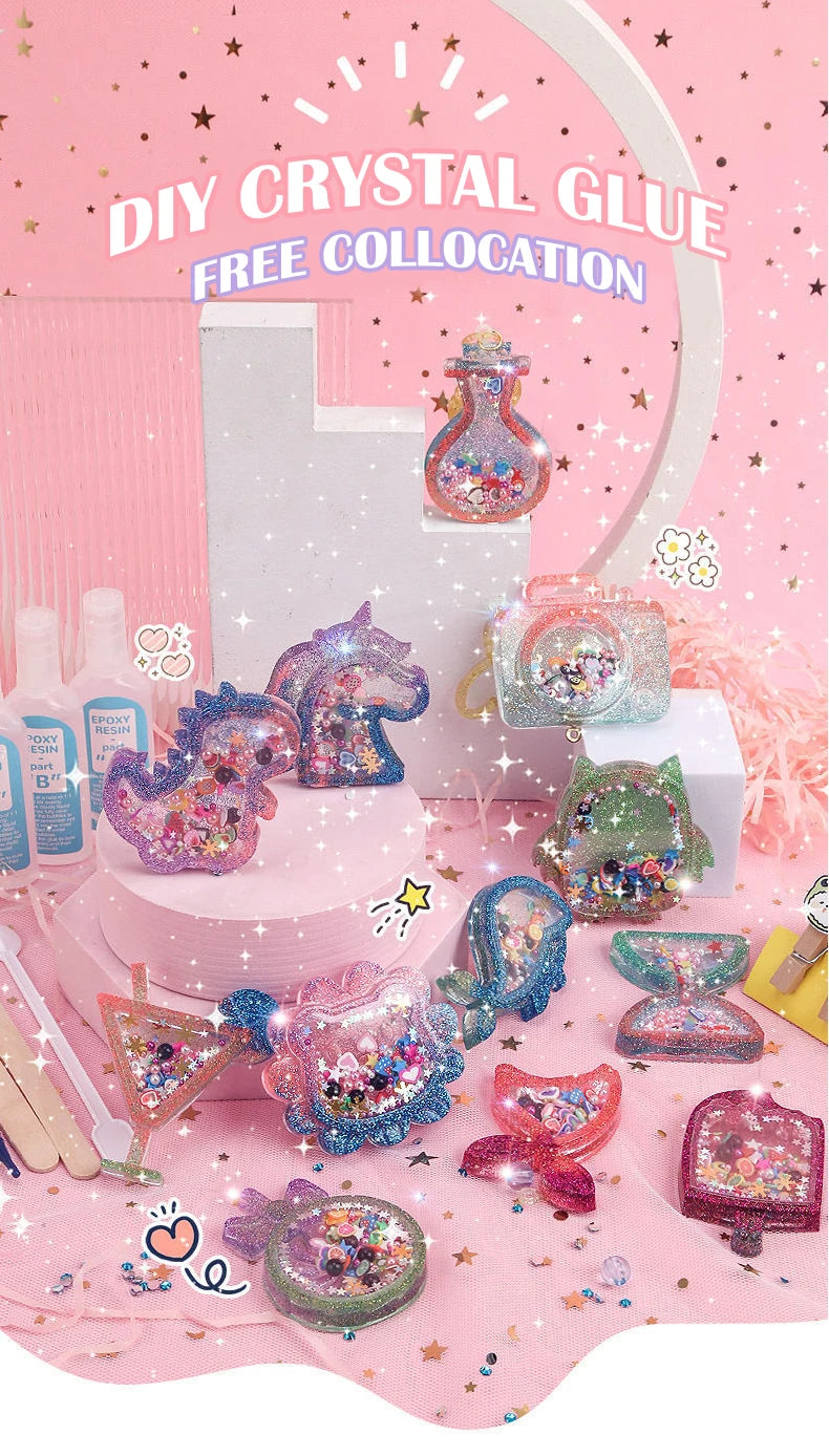 Kids Crystal Glue Keychain Craft Set | DIY Art Gift for Girls
