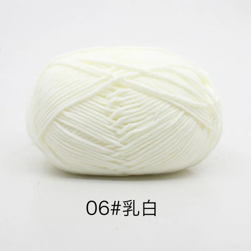 40–50g 4Ply Milk Cotton Yarn – Soft Knitting Wool for Crochet, Sweaters & Dolls