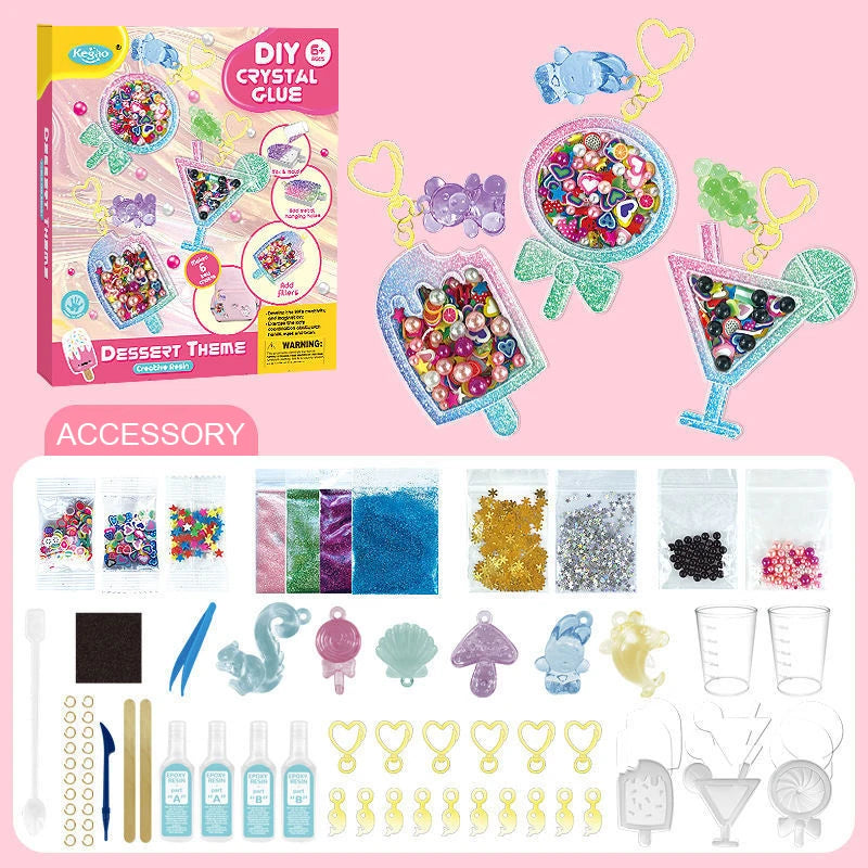 Kids Crystal Glue Keychain Craft Set | DIY Art Gift for Girls